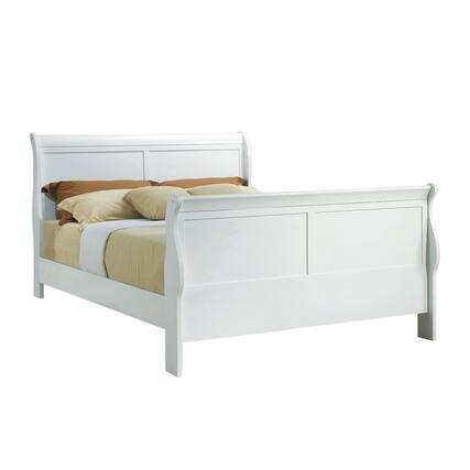 Front. Manhattan Lane - Classy Transitional Style Queen Size Sleigh Bed, White - White.