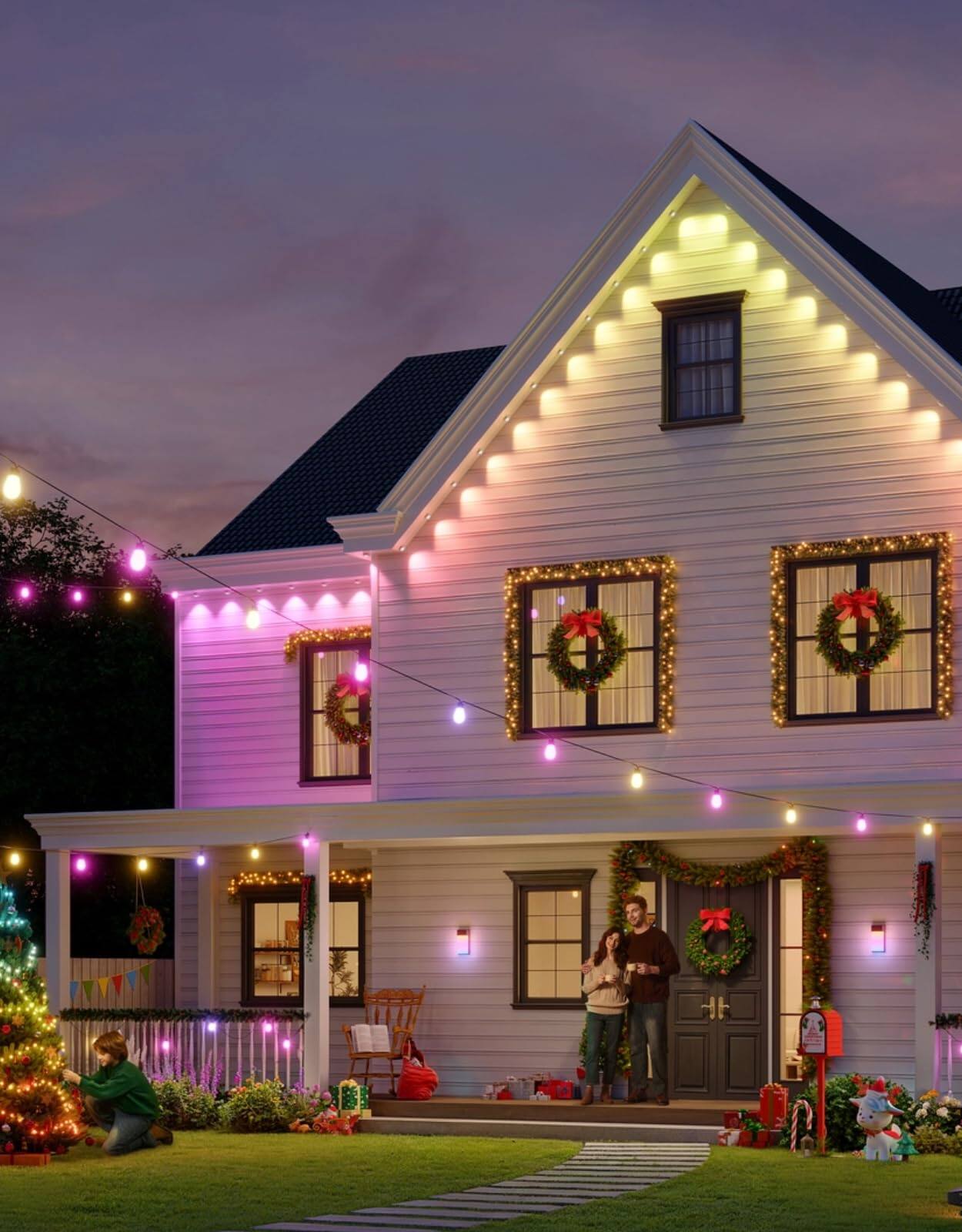 Alt View 5. Dazzling Pops - Govee Outdoor Wall Light 1500LM Smart RGBIC Porch Lights Outdoor Scene Modes IP65 Waterproof Outdoor - 2.