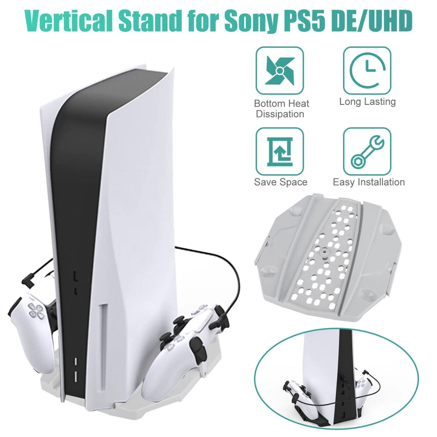 Vertical Stand for Sony PS5 DE/UHD

- Bottom Heat Dissipation
- Long Lasting
- Save Space
- Easy Installation