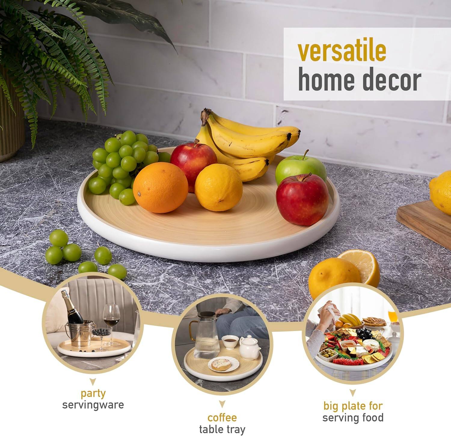 versatile home decor  
party servingware  
coffee table tray  
big plate for serving food