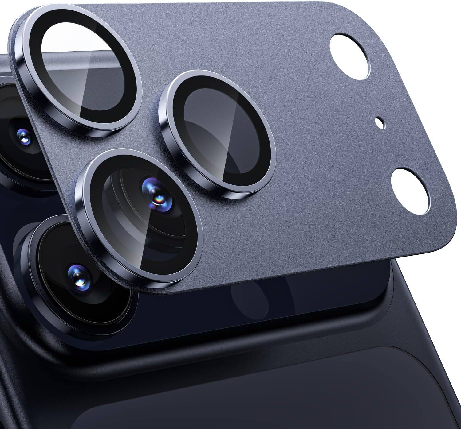 Front. SaharaCase - iPhone 17 Pro Max Camera Protector | Strong Titanium | 2-Pack | - Deep Blue.
