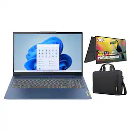 Bundle - Lenovo - IdeaPad Slim 3 15.6" Full HD Laptop - AMD Ryzen 5 40 2025 - 8GB Memory- 512GB SSD - Abyss Blue + Carry Case + Monitor