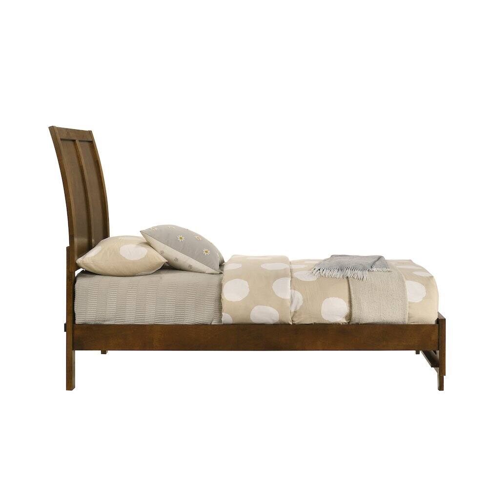 Angle. New Classic Furniture - Ballard Wood Twin Panel Bed in Walnut Brown - Walnut.