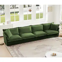 Anysun - Chenille 4-Seat Slipcovered Sofa - Removable Cover, Extra Deep Seat, Cloud-Like Comfort for Living Room - Green