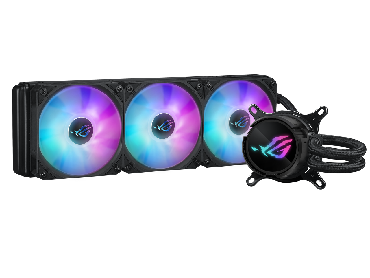 Alt View 2. ASUS - ASUS ROG Strix LC III 360 ARGB AIO Liquid Cooler with Rotatable Block, Gen7 v2 Pump, ARGB Fans, Aura Lighting - ARGB.