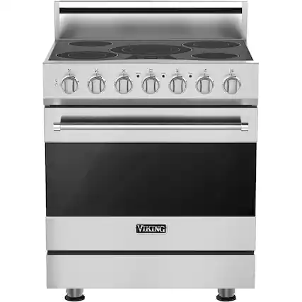 Front. Viking - 4.7 Cu. Ft. Self-Cleaning Freestanding Electric Convection Range - Stainless Steel.