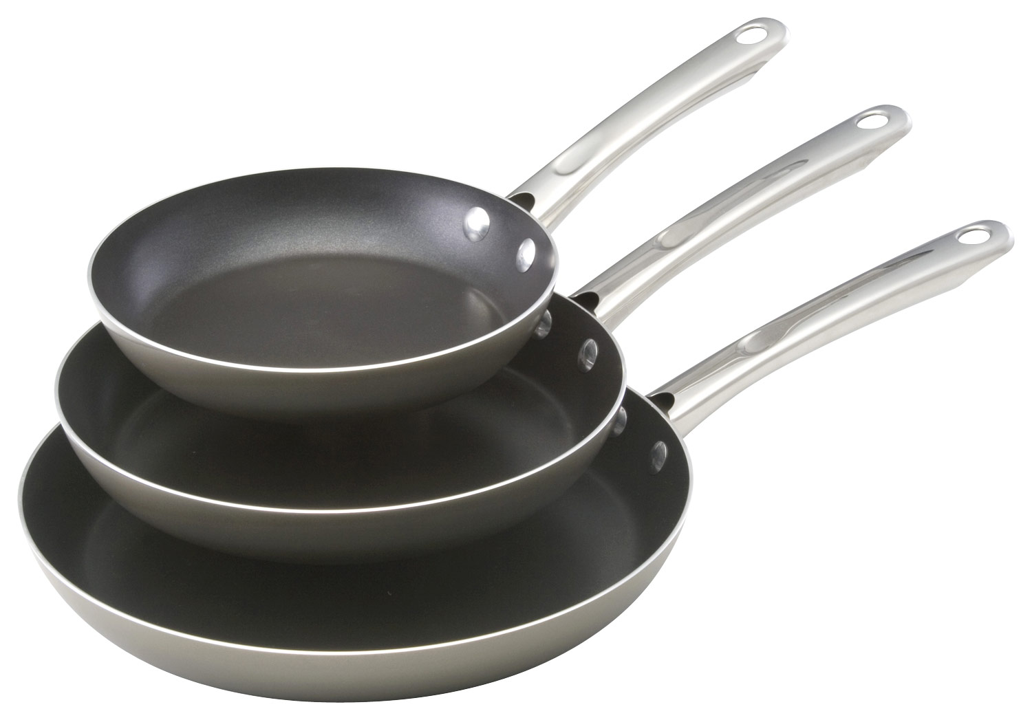 Farberware 3-Piece Easy Clean Aluminum Non-Stick Frying Pan, Fry Pan,  Skillet Set, Black 