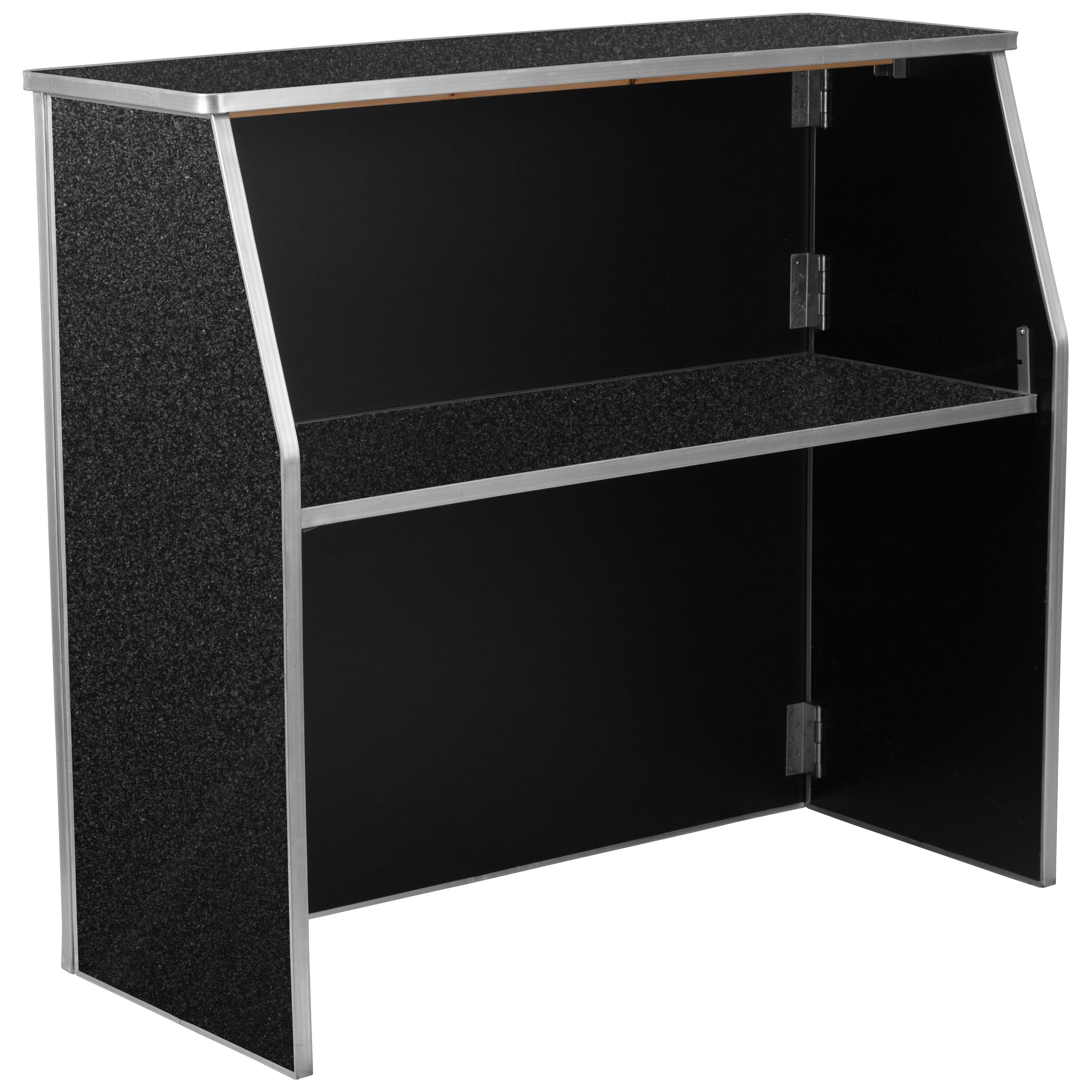 Front. Alamont Home - 4' Laminate Foldable Bar - Portable Event Bar - Black Marble.