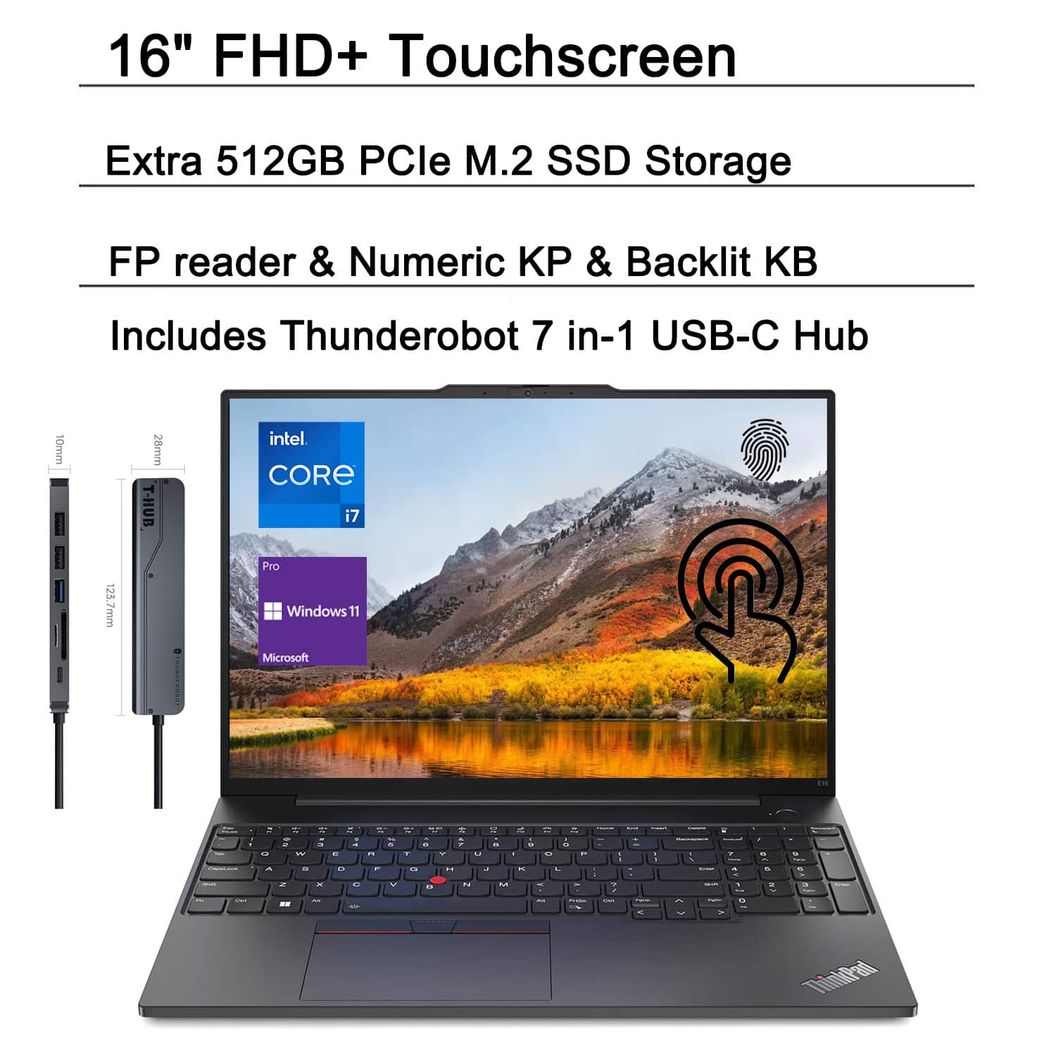 Lenovo - ThinkPad E16 16" Touchscreen Laptop - Intel Core i7-1355U with 16GB RAM - 512GB SSD - for Business & Creative Tasks - Black