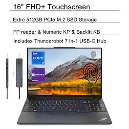 Lenovo - ThinkPad E16 16" Touchscreen Laptop - Intel Core i7-1355U with 16GB RAM - 512GB SSD - for Business & Creative Tasks - Black