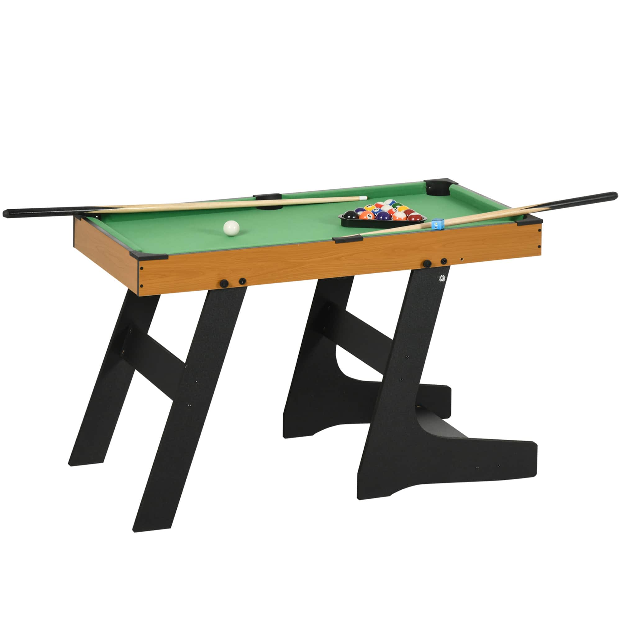 Soozier - 38" Mini Pool Table Set Tabletop Billiards Game with Easy Folding for Storage, with Balls, Cues - Green