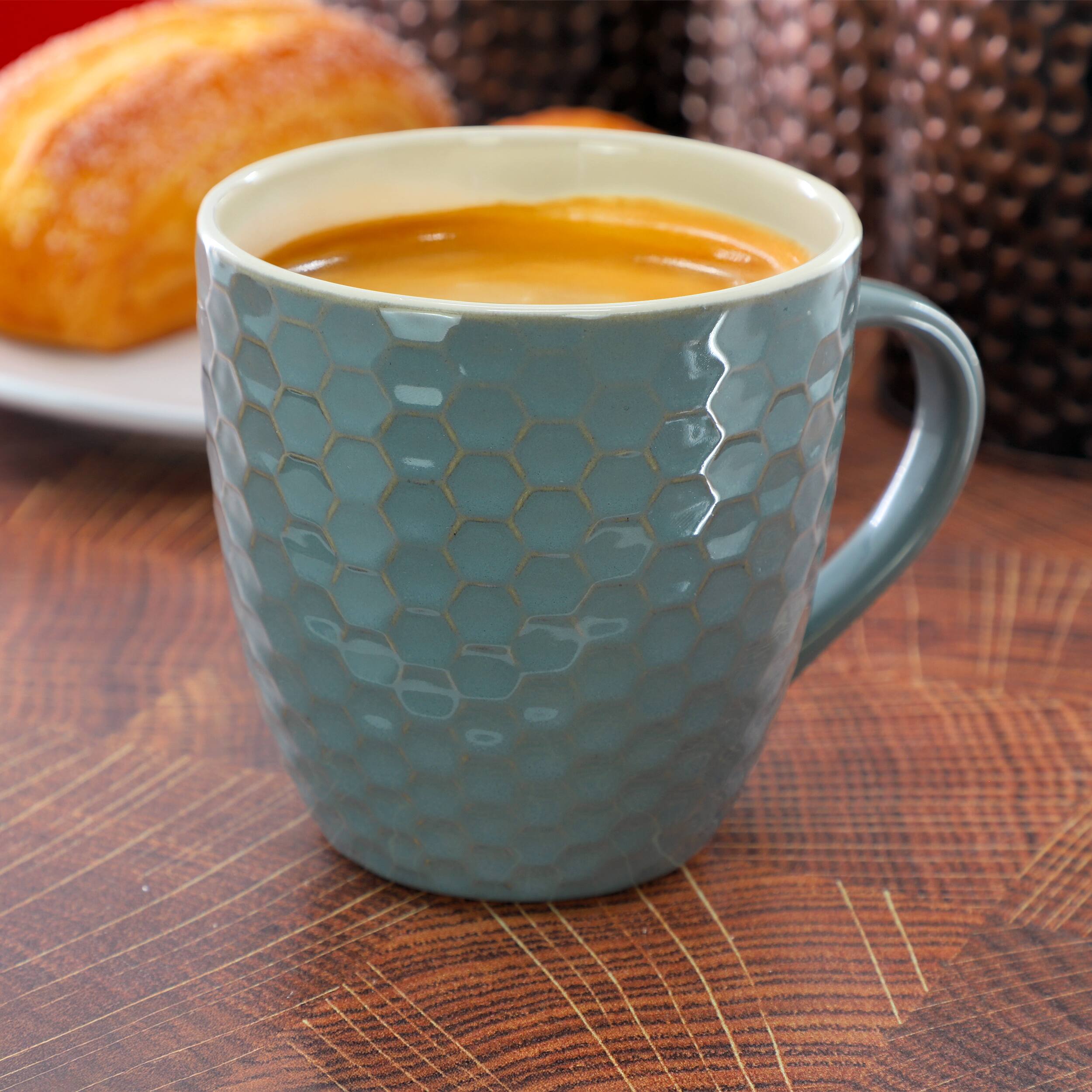 Alt View 5. Elama - Elama Honeycomb 6 Piece 15 oz. Mug Set in Turquoise - Turquoise.