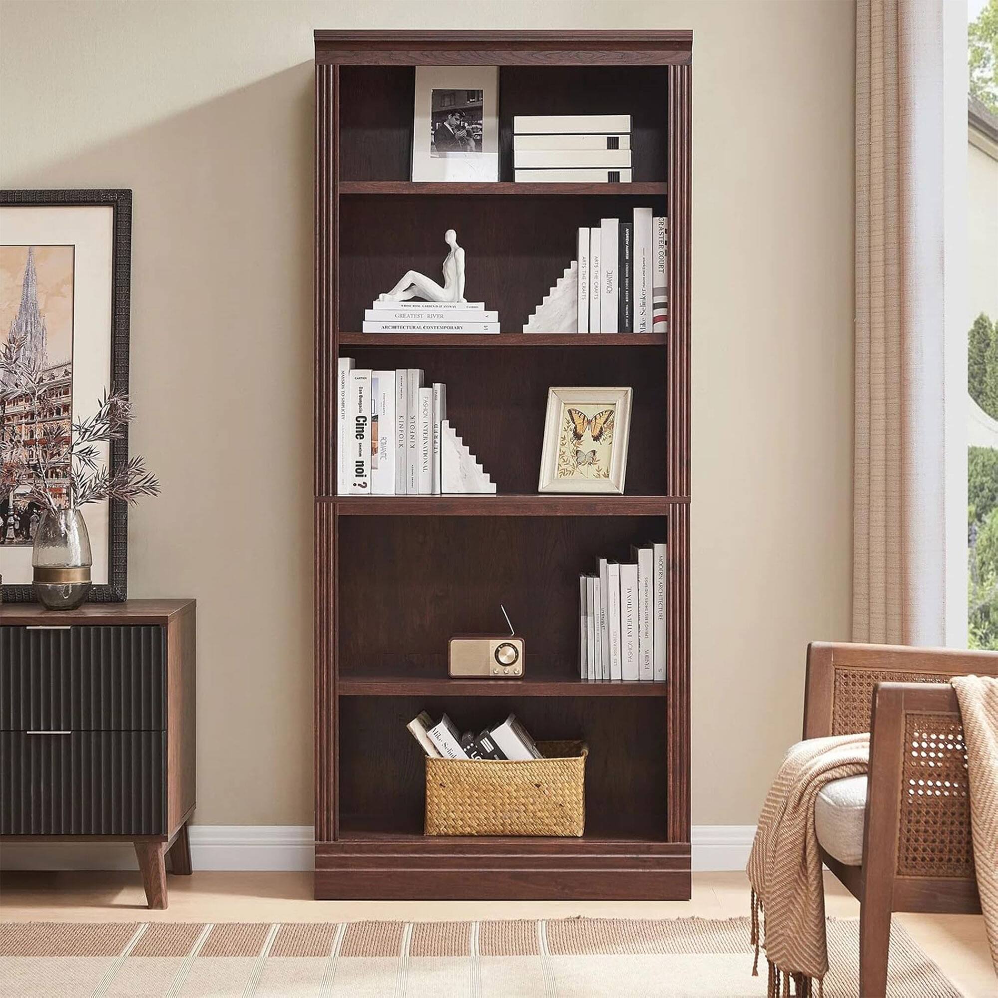 I don't see any text in the image that needs to be grouped or corrected. The image shows a bookshelf with various books and decorative items, but there is no text to transcribe or correct.
