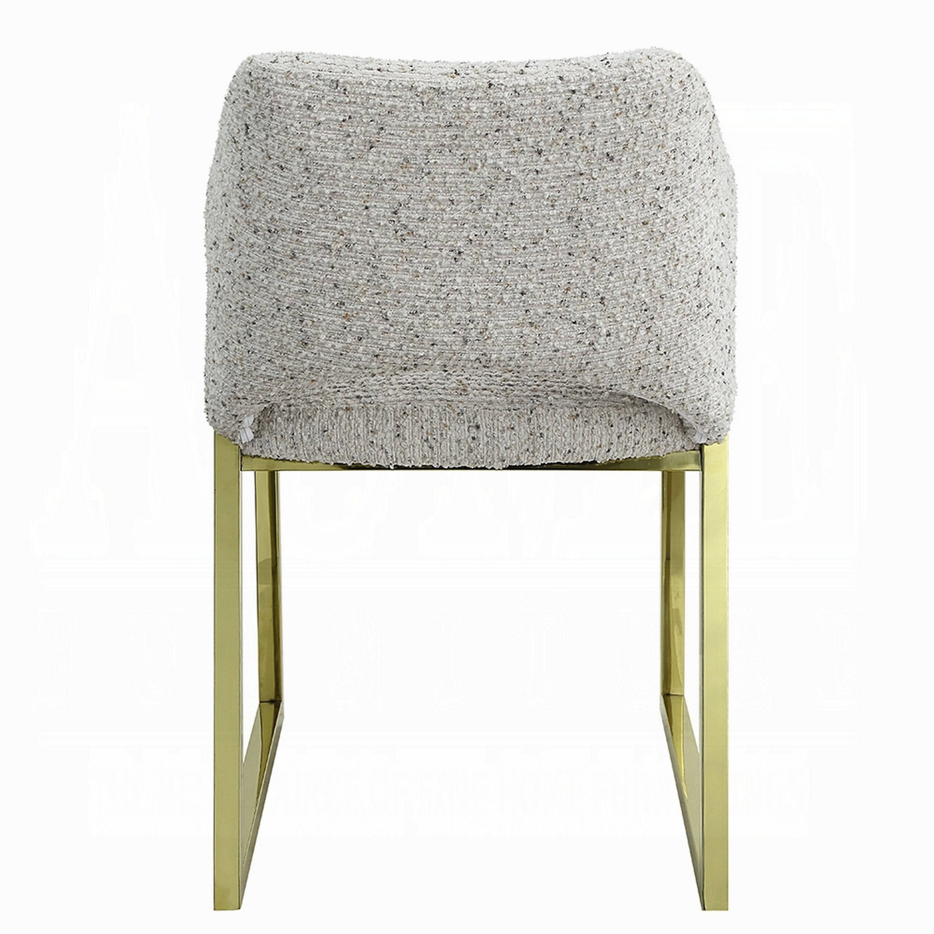 Alt View 2. Manhattan Lane - Side Dining Chair, Gold Stainless Steel, Gray Soft Teddy Sherpa - Gold, Gray.