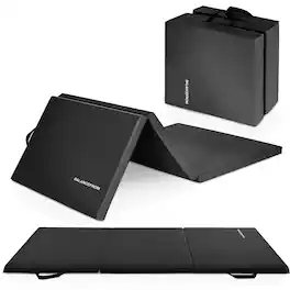 BalanceFrom Fitness - GoGym 6x2ft Folding 3 Panel Exercise Mat with Handles - Black