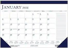 2026 House of Doolittle 18.5" x 13" Monthly Desk Pad Calendar, (1646-26) - Blue