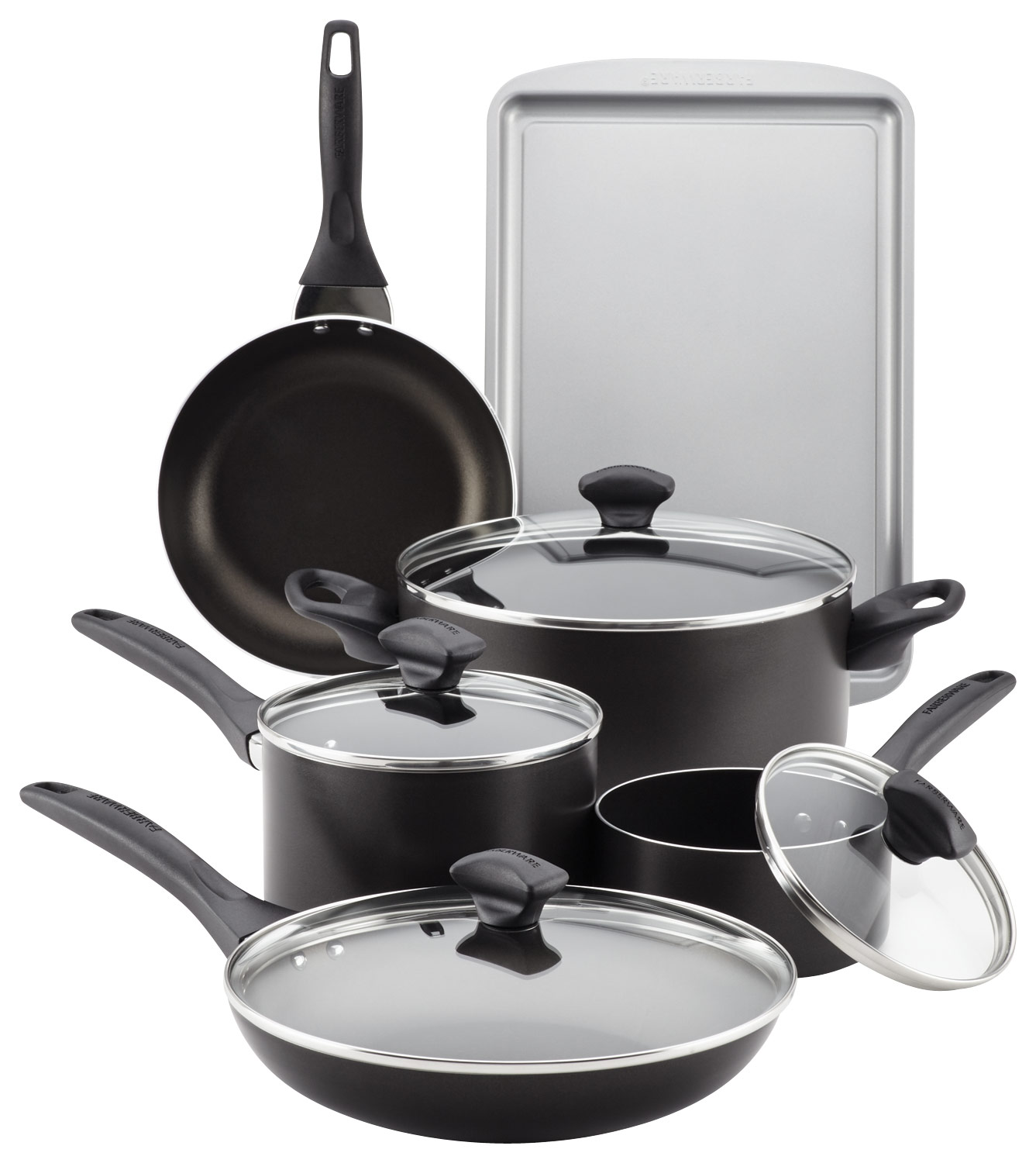 Farberware Dishwasher Safe Nonstick Cookware Pots and Pans Set, 15