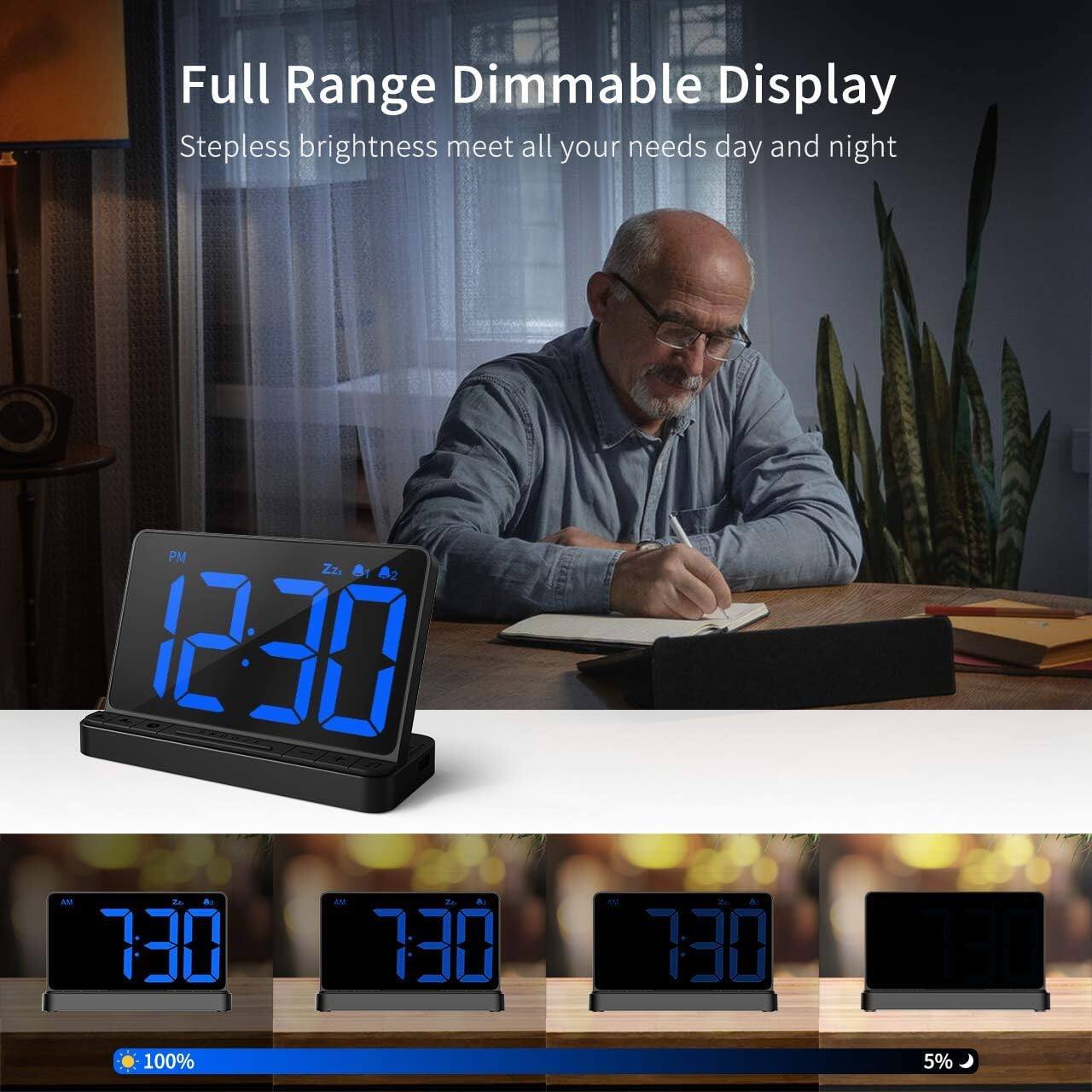 Full Range Dimmable Display  
Stepless brightness meet all your needs day and night  

PM 12:30  
Zzz 82  

AM 7:30  
100%  

AM 7:30  
5%