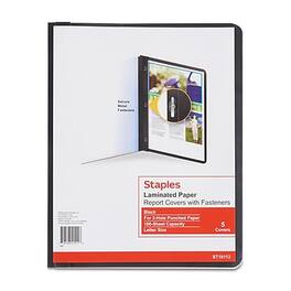 Staples - Deluxe 3-Prong Report Cover, Letter Size, 5/Pack - Black