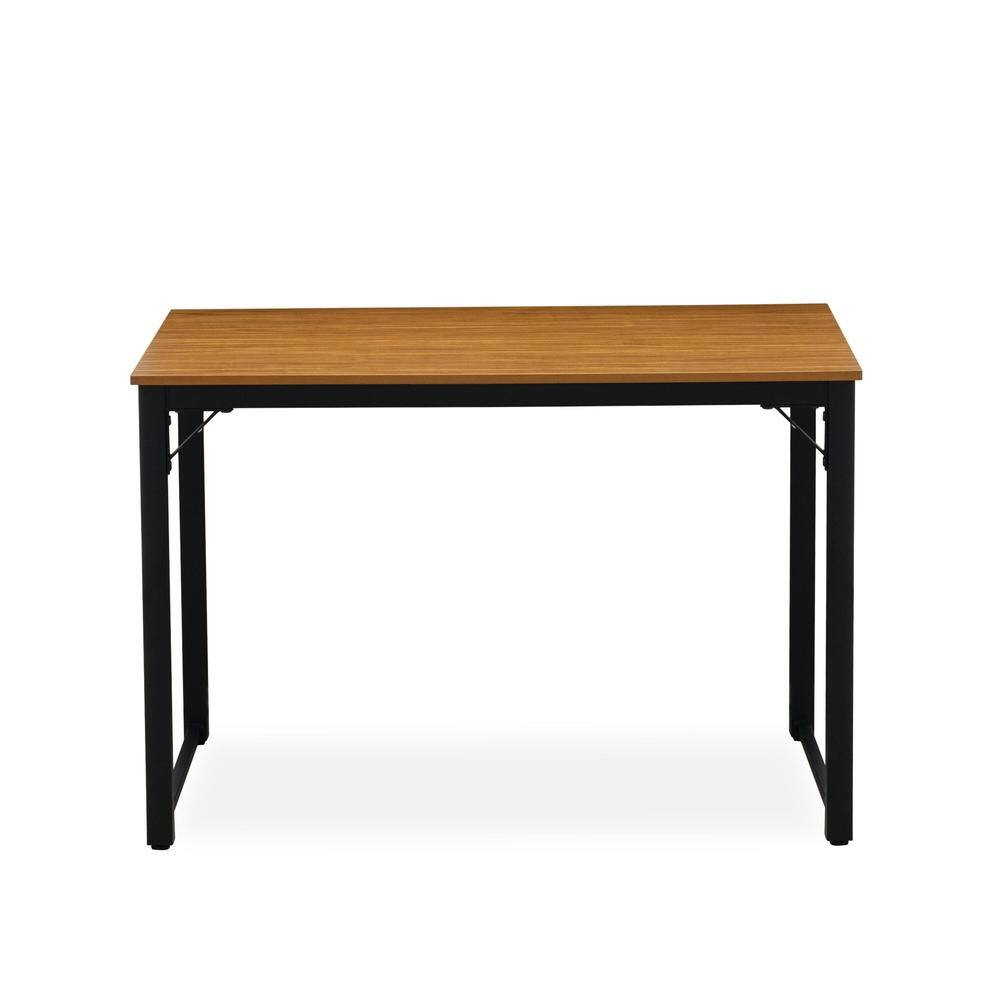 Alt View 1. East West Furniture - Parmer 3 Pc Kitchen Set - 1 Modern Dining Table and 2 Mid Century Benches in Powder Coating Black Color and Brown Wood - Brown.
