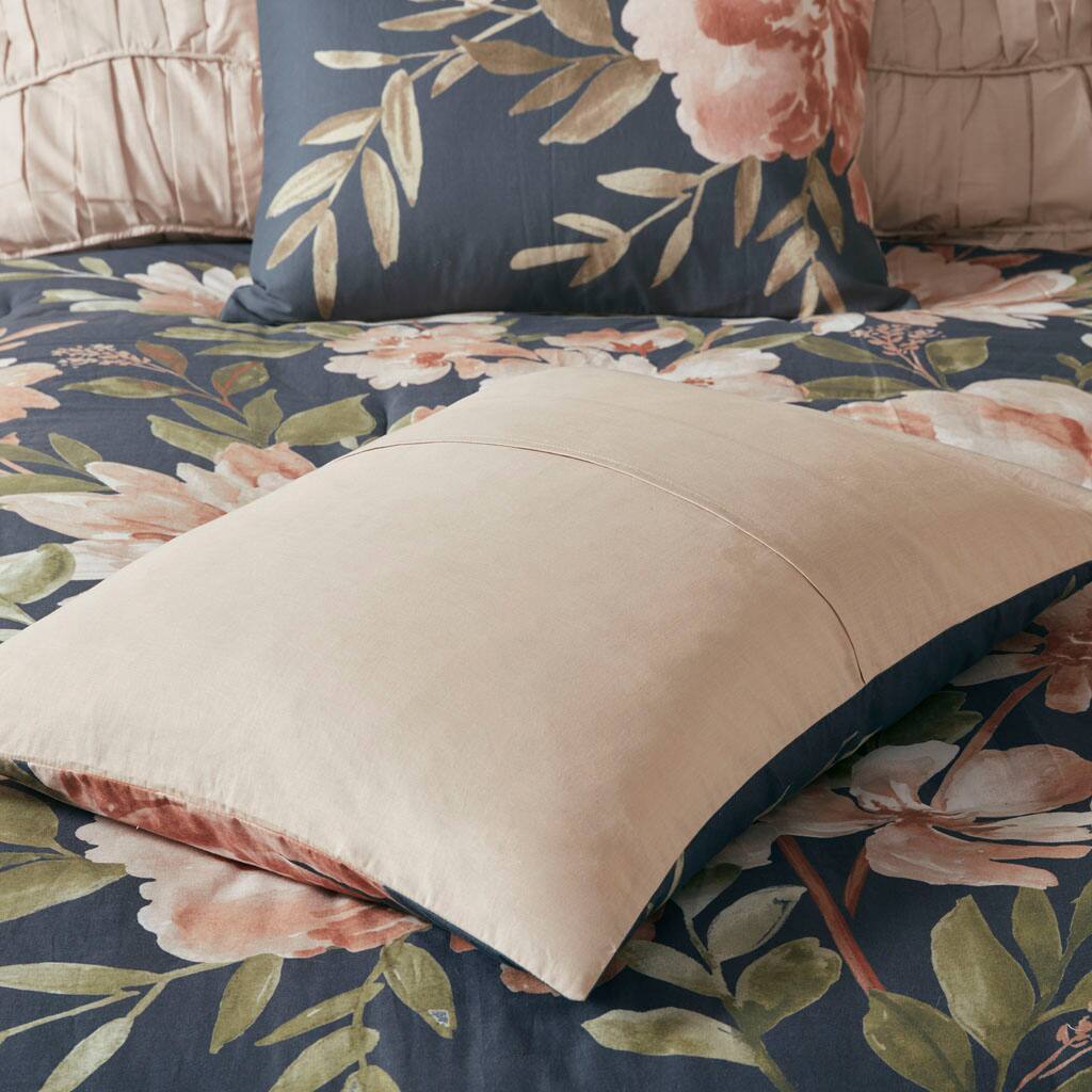 Alt View 3. Gracie Mills - Gracie Mills Marilyn Elegant Comfort 8-Piece Cotton Bedding Ensemble - Navy.
