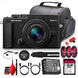 OM System - PEN Mirrorless Camera 20.4MP with M.Zuiko 14-42mm III Lens - Black