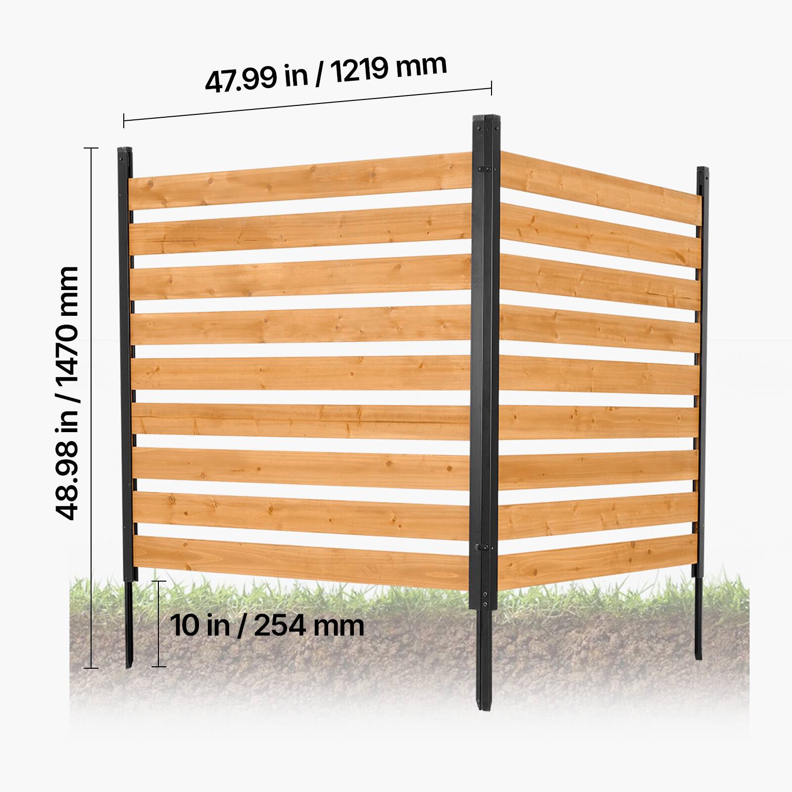 47.99 in / 1219 mm  
48.98 in / 1470 mm  
10 in / 254 mm