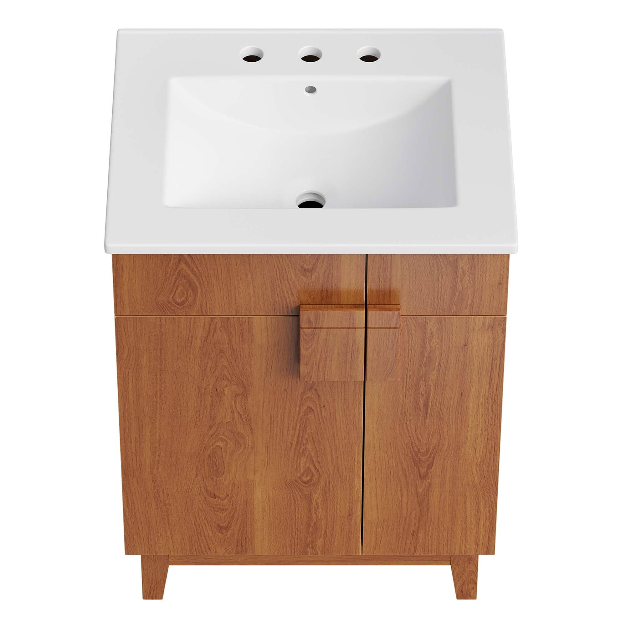 Alt View 5. Modway - Miles Bathroom Vanity Basin Included by Modway - White Walnut.