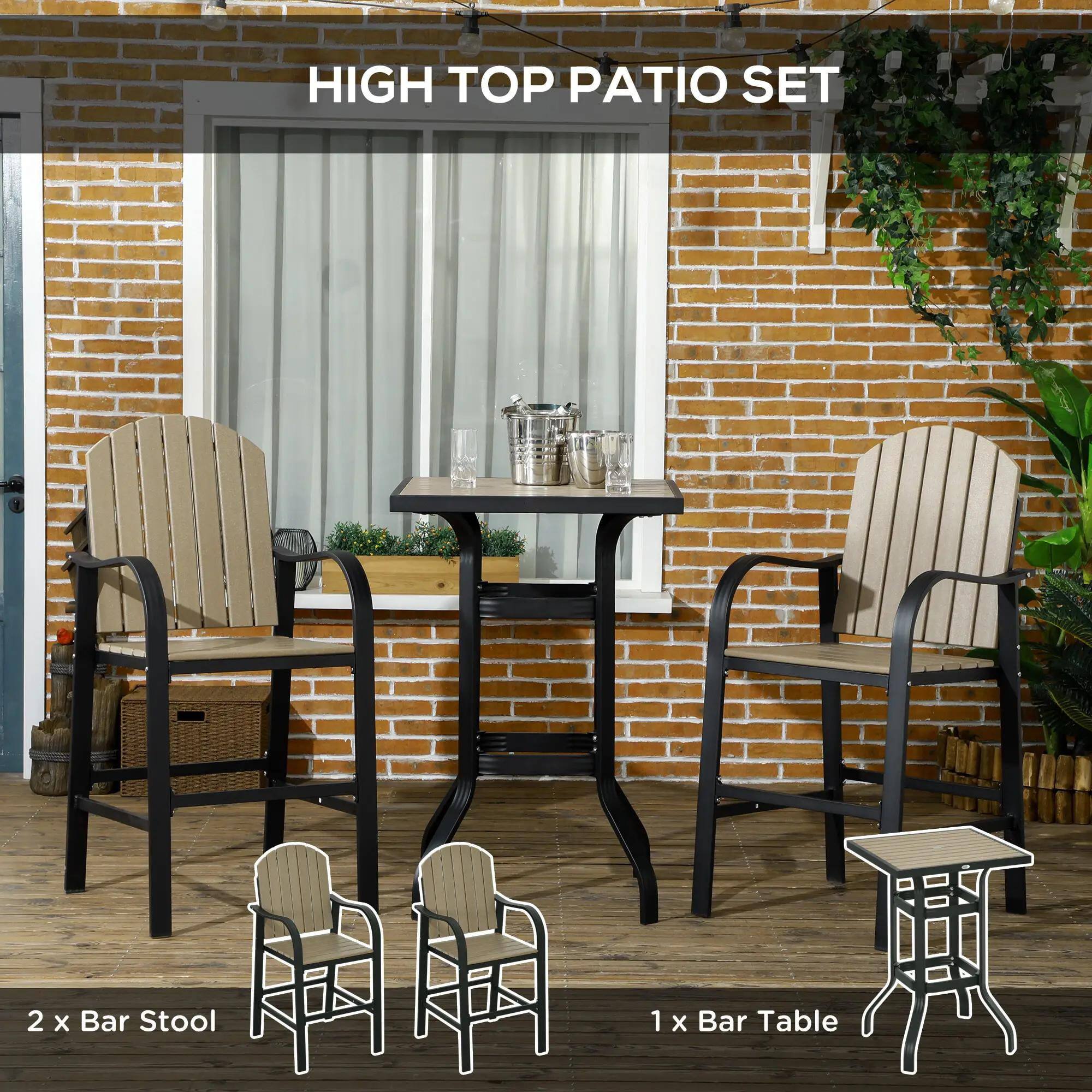 HIGH TOP PATIO SET 2 x Bar Stool 1 x Bar Table