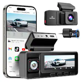 REDTIGER - A3-3 Channel, 2.5K Dash Camera, WDR Night Vision, WiFi - Black