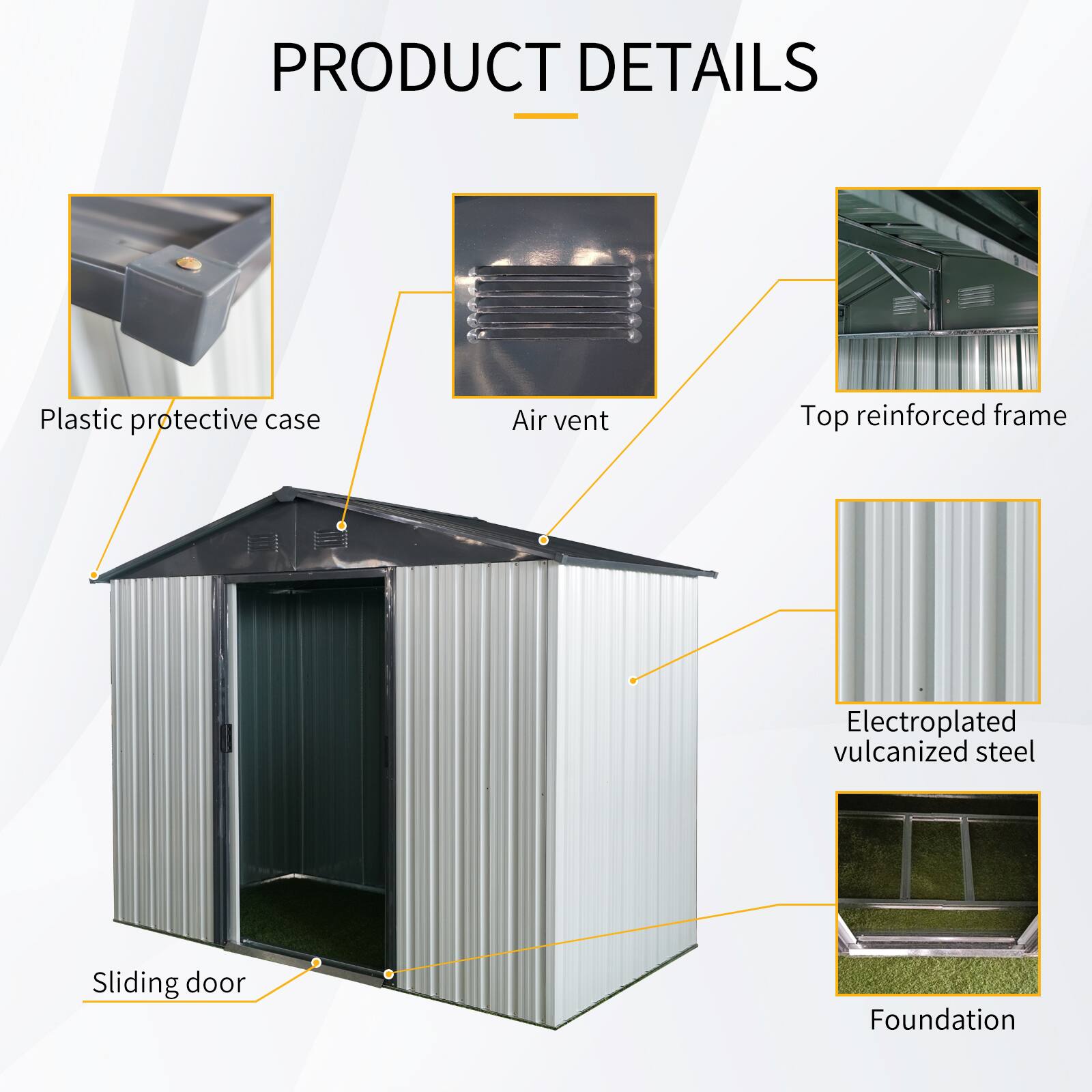 PRODUCT DETAILS  
- Plastic protective case  
- Air vent  
- Top reinforced frame  
- Electroplated vulcanized steel  
- Sliding door  
- Foundation