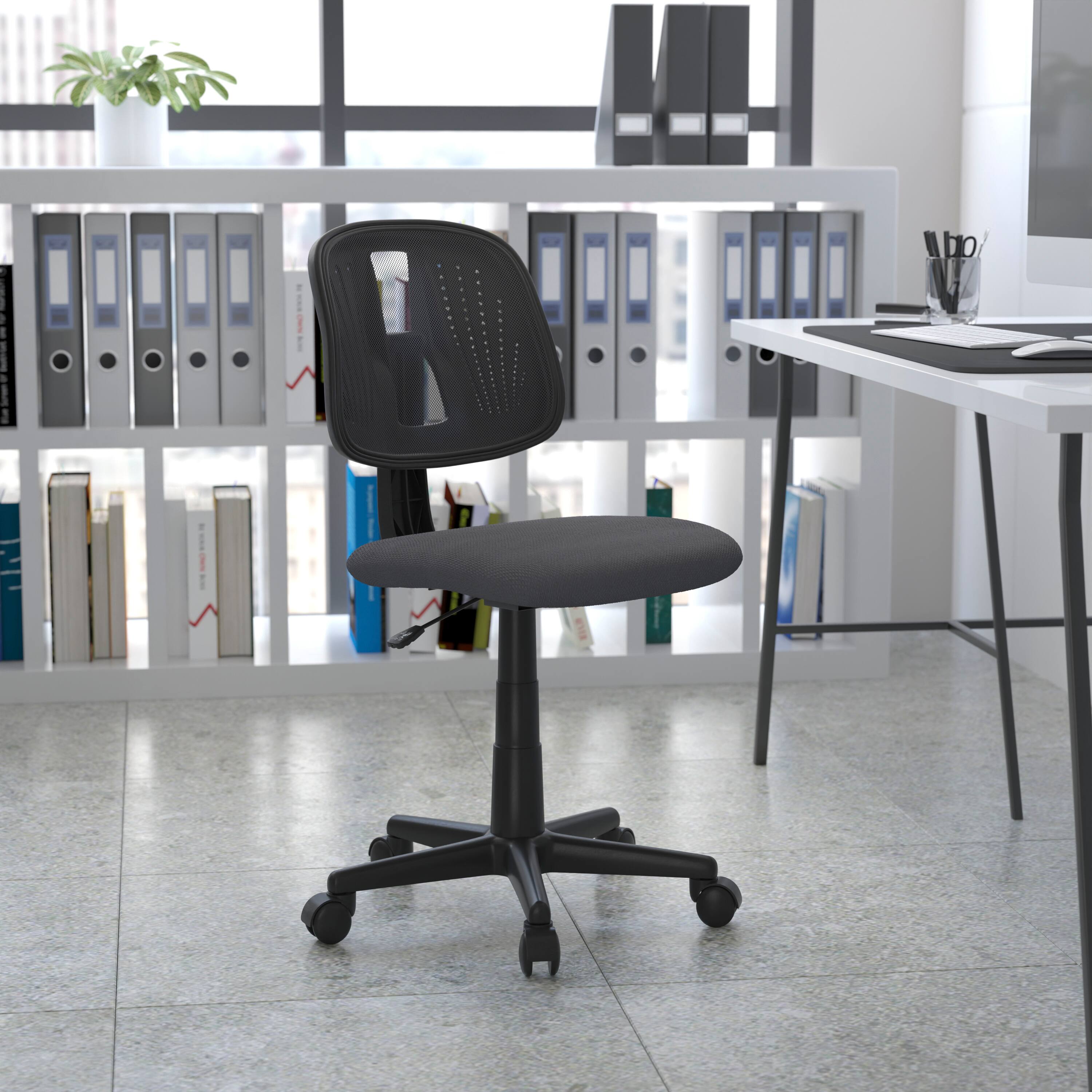 Alt View 1. Emma + Oliver - Mid-Back Mesh Swivel Task Office Chair with Pivot Back - Gray.