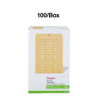 100/Box Staples 10 x 13 Interoffice String & Button Envelopes 100