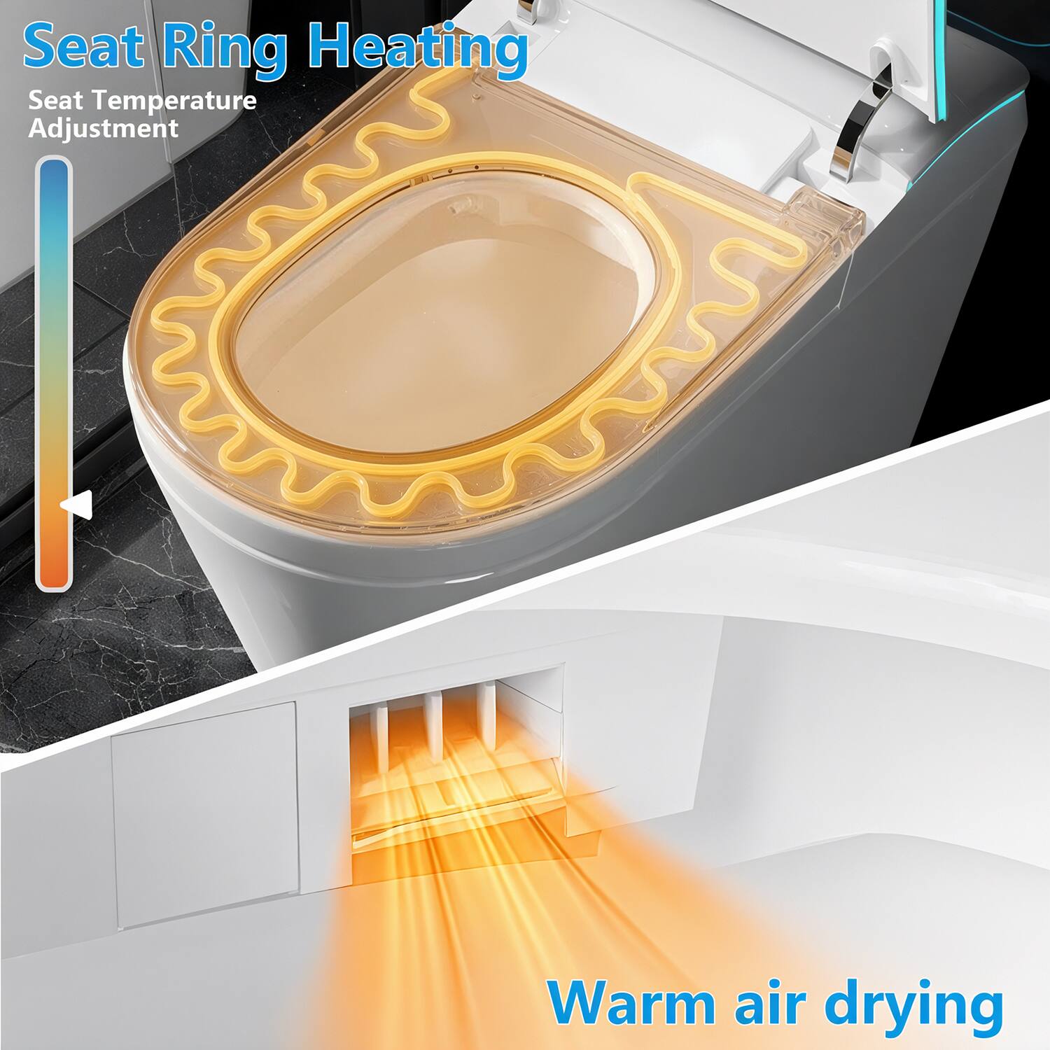 Seat Ring Heating  
Seat Temperature Adjustment  

Warm air drying