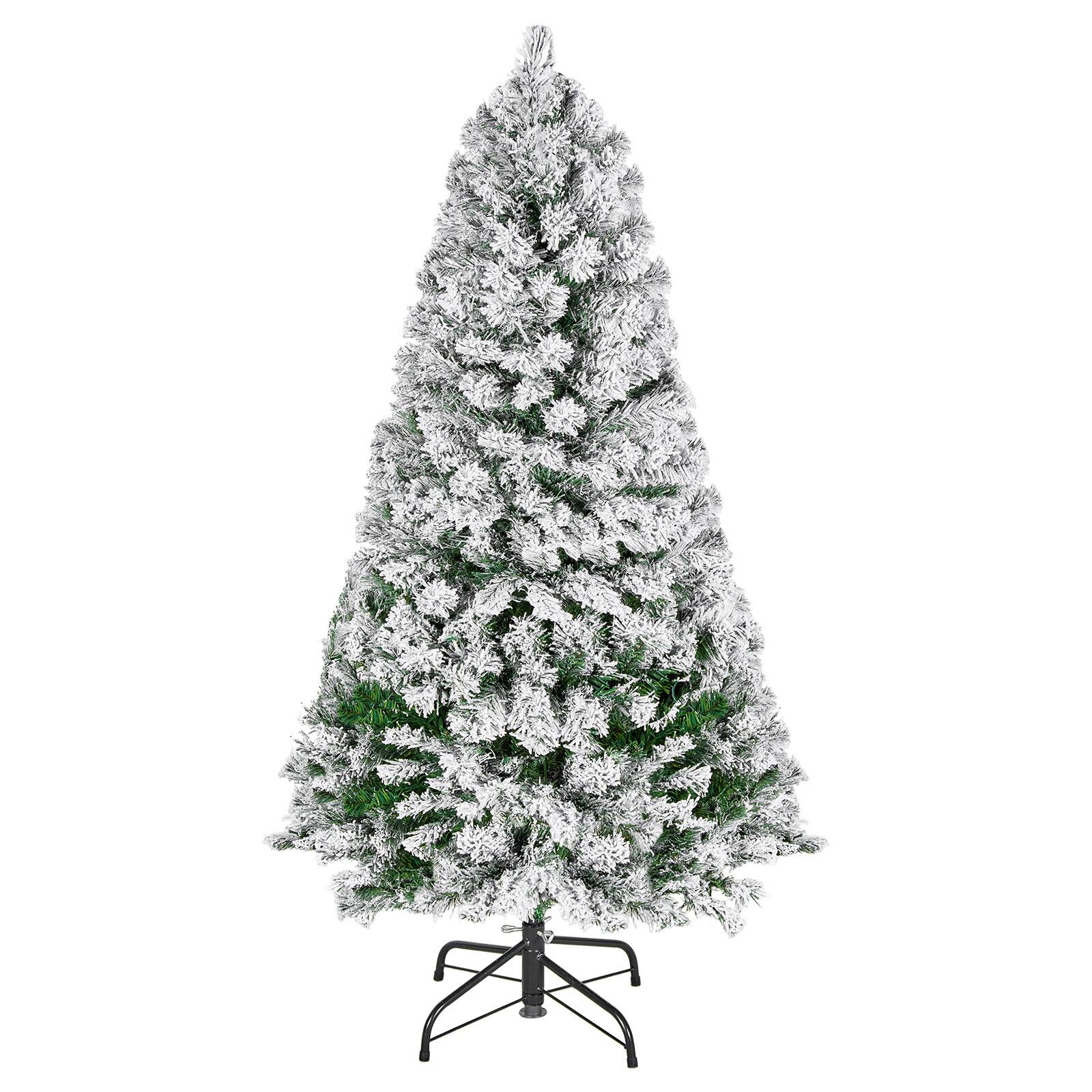 Alt View 5. VEVOR - Christmas Tree, 4ft Prelit Flocked Artificial Tree, Full Holiday Xmas Deco Trees with 120 Warm White LED Lights - Snow Flocked.