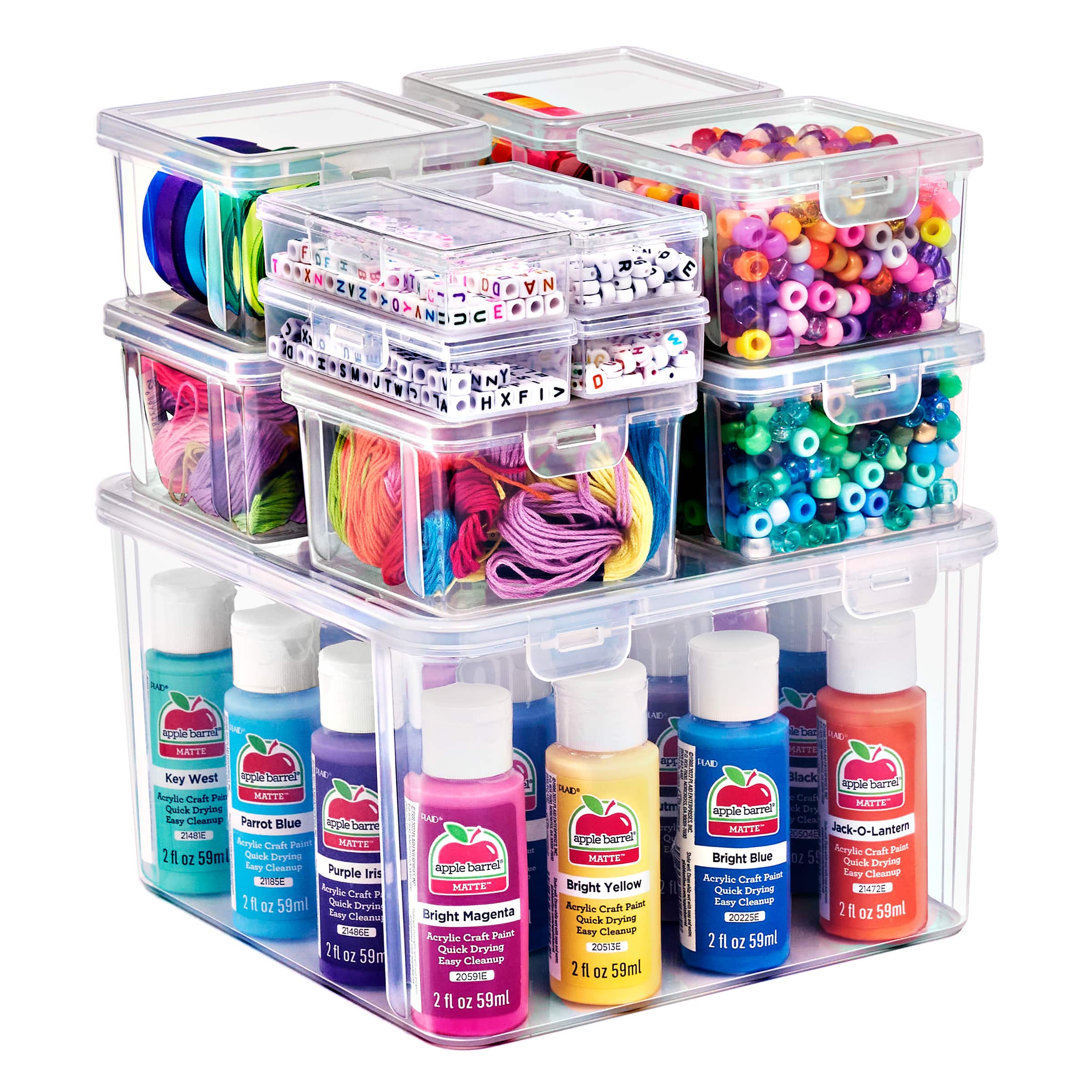 Sorbus - 12-Piece Sewing and Craft Material Storage Set with Lids - Clear