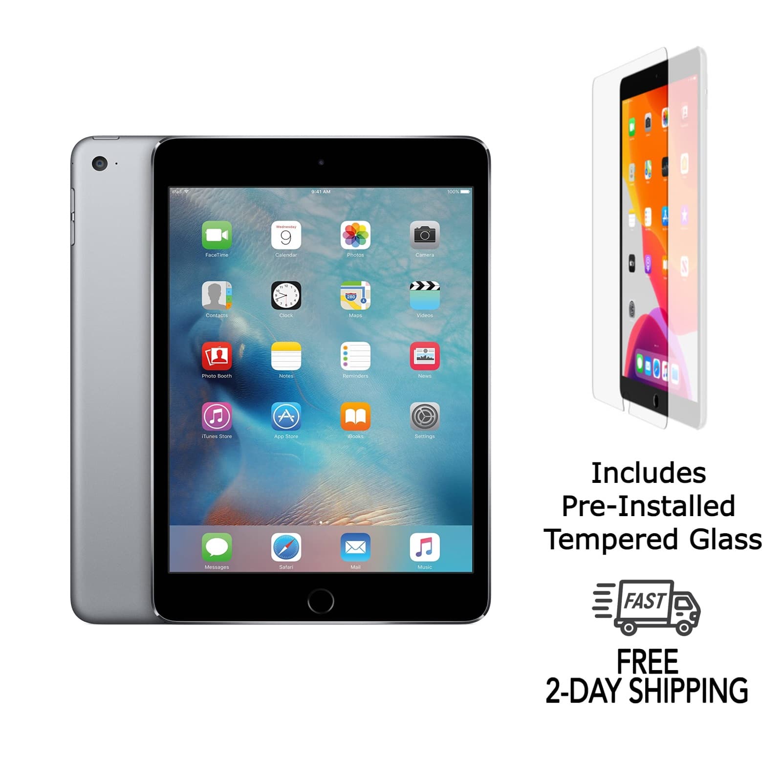 Apple - Refurbished Excellent - Refurbished iPad Mini 2 A1489 (WiFi) 16GB w/ Pre-Installed Tempered Glass - Space Gray