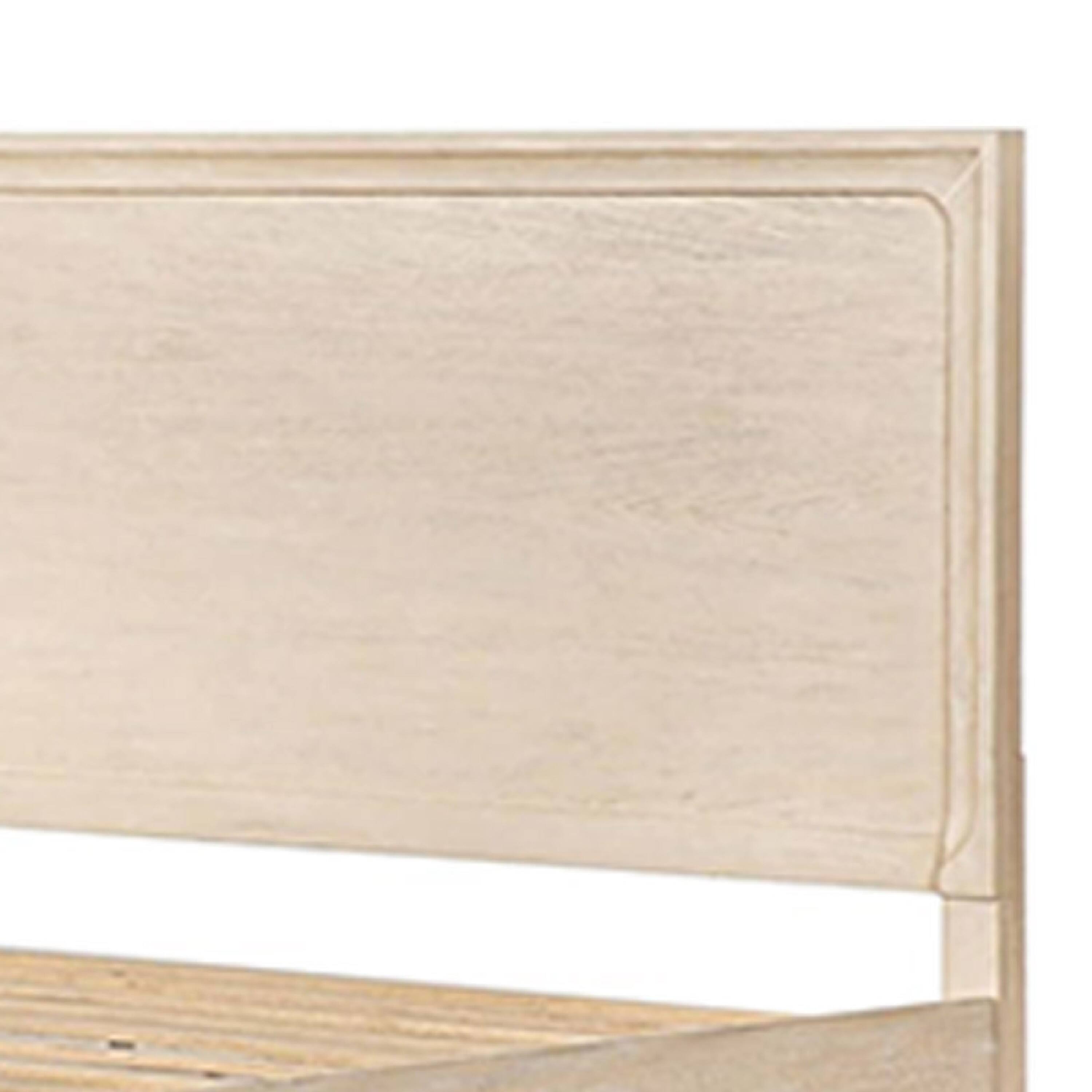 Alt View 2. Manhattan Lane - Rozie Queen Bed, Footboard Storage Drawers, Light Oak Brown Solid Wood - Light Oak Brown, Gold.