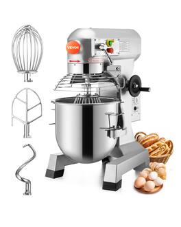 VEVOR - Commercial Food Mixer 20Qt 750W 3 Speeds Adjustable 105 180 and 408 RPM Food Processor Heavy Duty with Stainless Steel - Silver