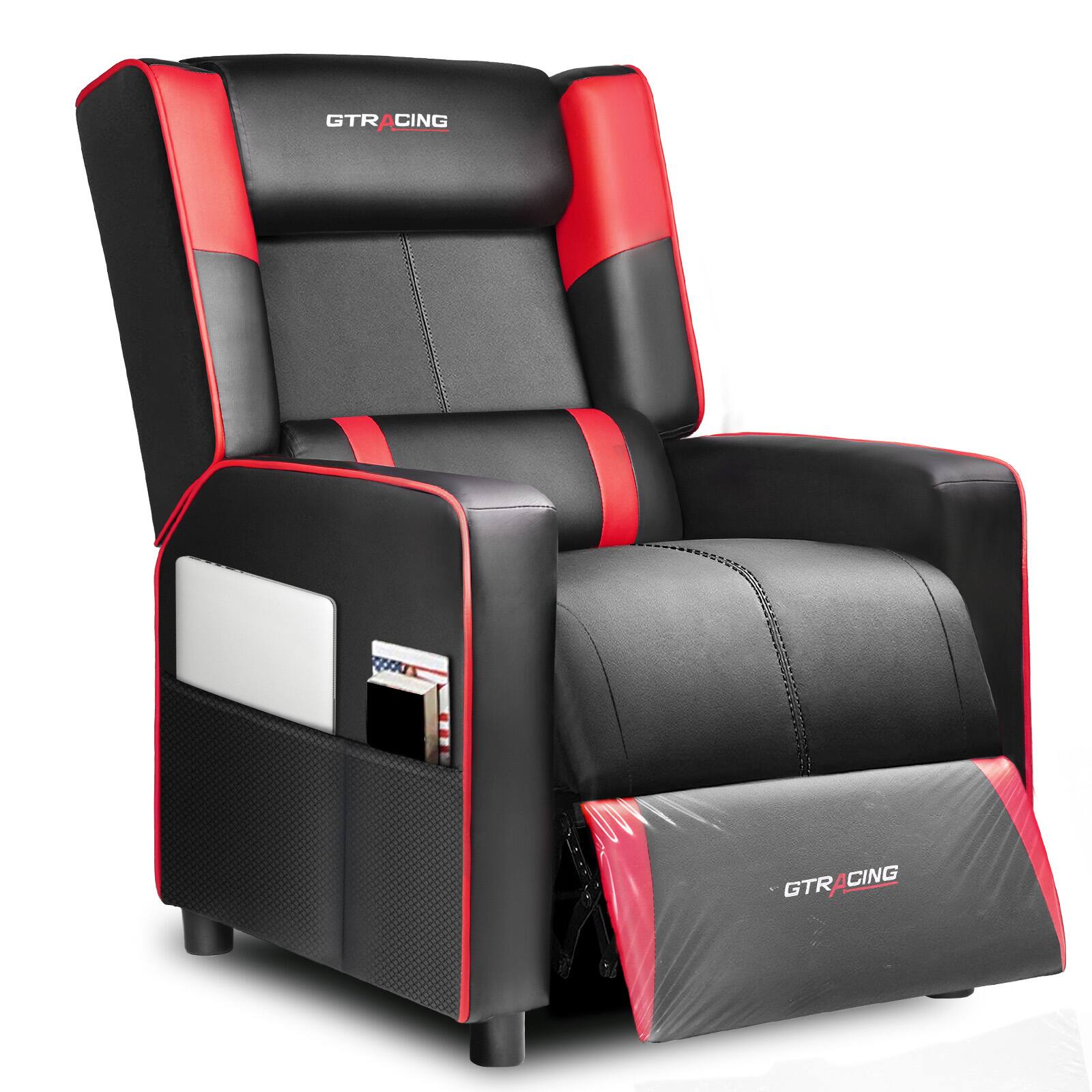 GTPlayer - Gaming Recliner Chair Racing Style Single PU Leather Gaming Sofa - Red