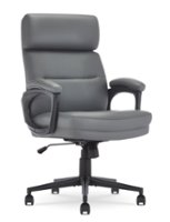 Serta - Comfort Mid-Back Modern Bonded Leather Executive Office Chair - Gray - Front_Zoom