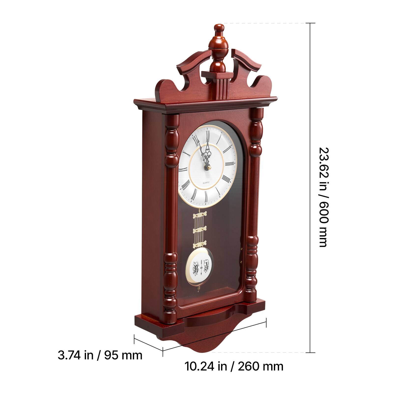 The corrected text is:

- Height: 23.62 in / 600 mm
- Width: 3.74 in / 95 mm
- Depth: 10.24 in / 260 mm