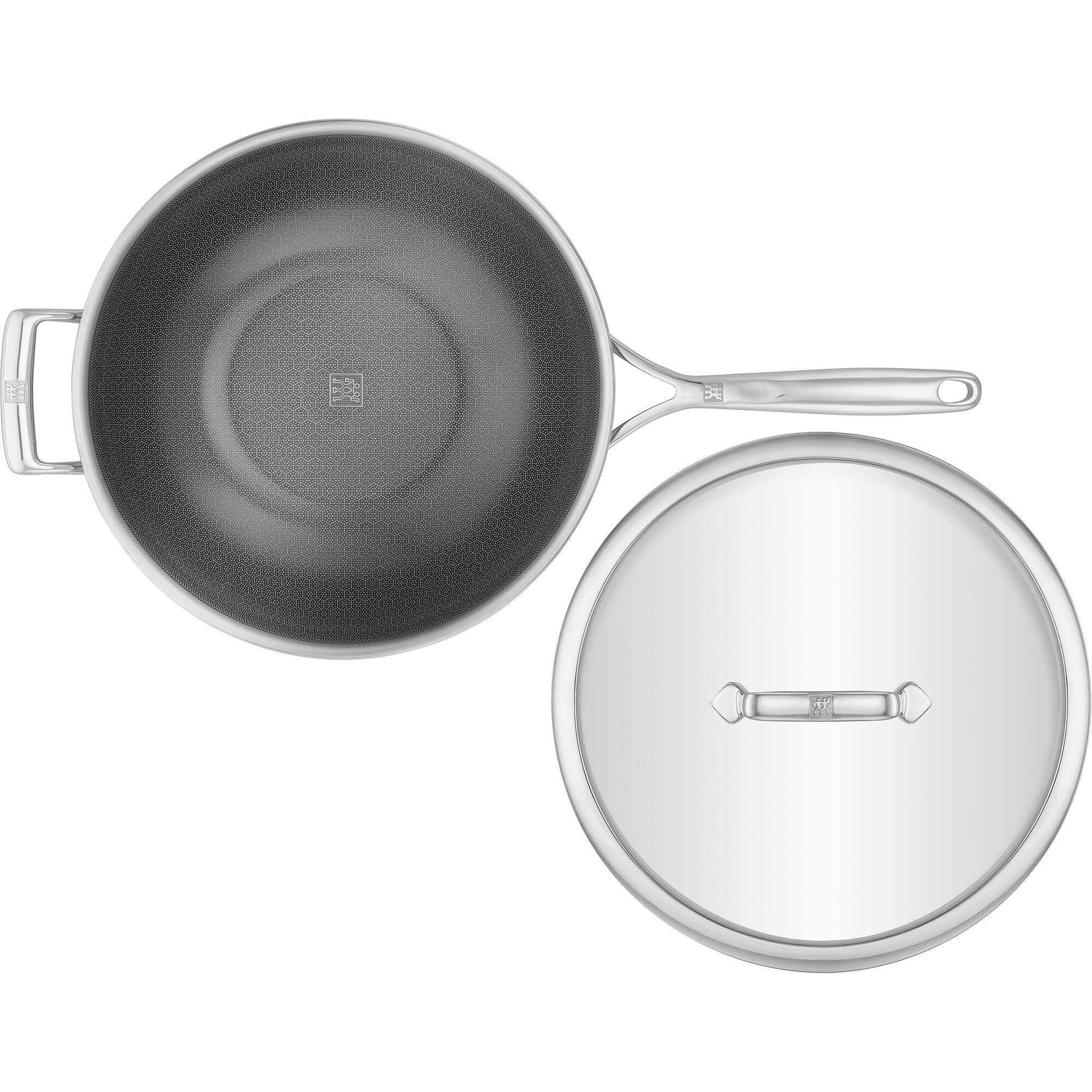 Alt View 1. ZWILLING - ZWILLING Peak 12-inch Stainless Steel Ceramic Nonstick Dual Performance Wok with Lid - Stainless Steel.