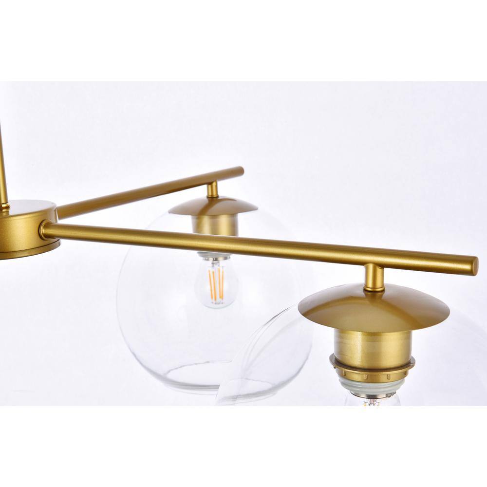 Alt View 3. Living District - Opus 4 lights brass pendant - Brass And Clear.