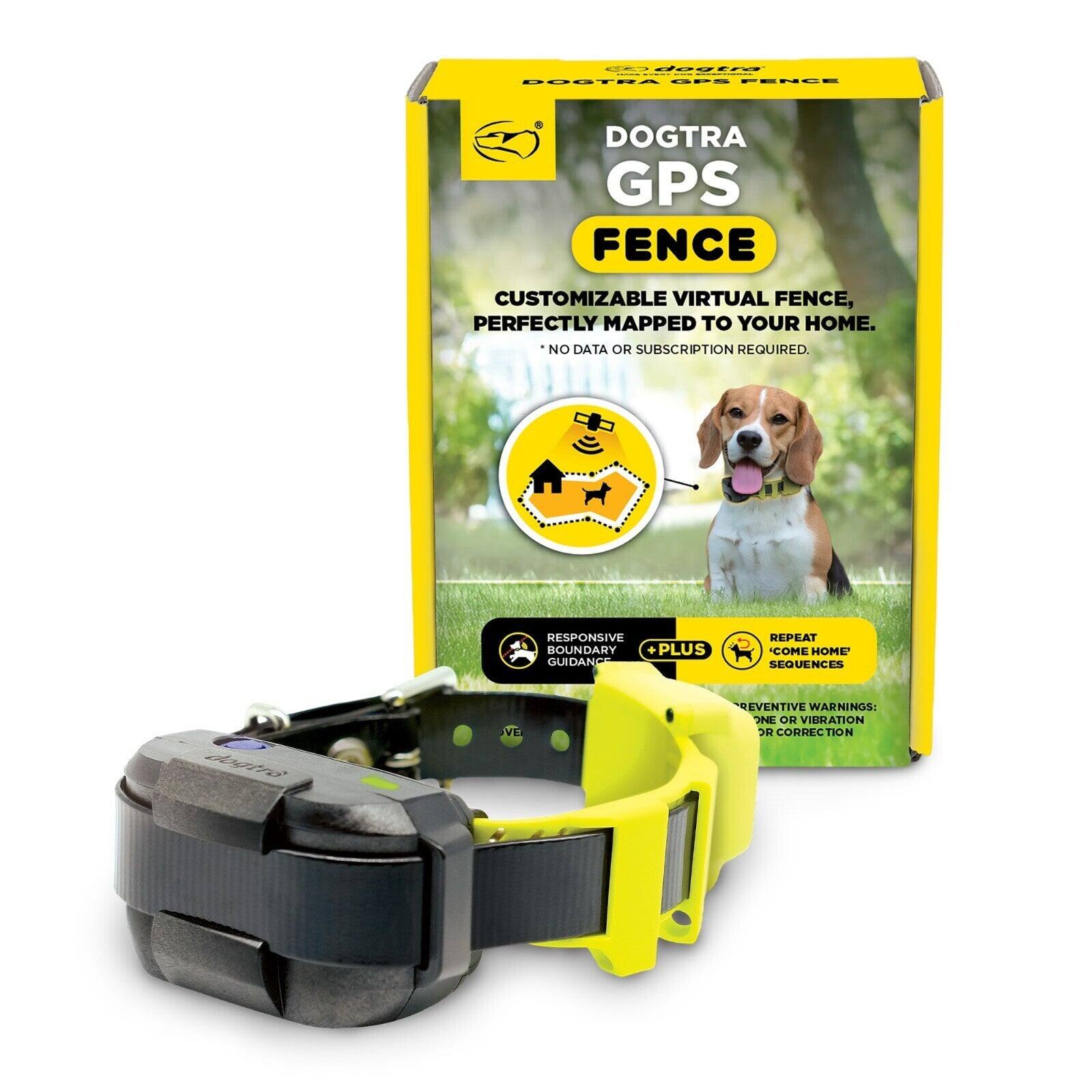 DOOGTRA GPS FENCE  
CUSTOMIZABLE VIRTUAL FENCE, PERFECTLY MAPPED TO YOUR HOME. NO DATA OR SUBSCRIPTION REQUIRED.  
RESPONSIVE BOUNDARY + PLUS GUIDANCE  
REPEAT "COME HOME" SEQUENCES  
PREVENTIVE WARNINGS: ONE OR VIBRATION CORRECTION