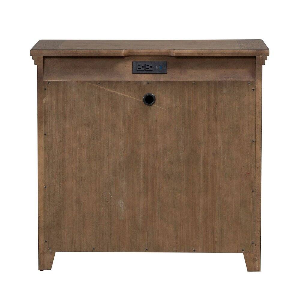 Left. Liberty Furniture Industries - Carolina Park 2 Door Bedside Chest with AC USB Charging Station - Amber Brown - Amber Brown.