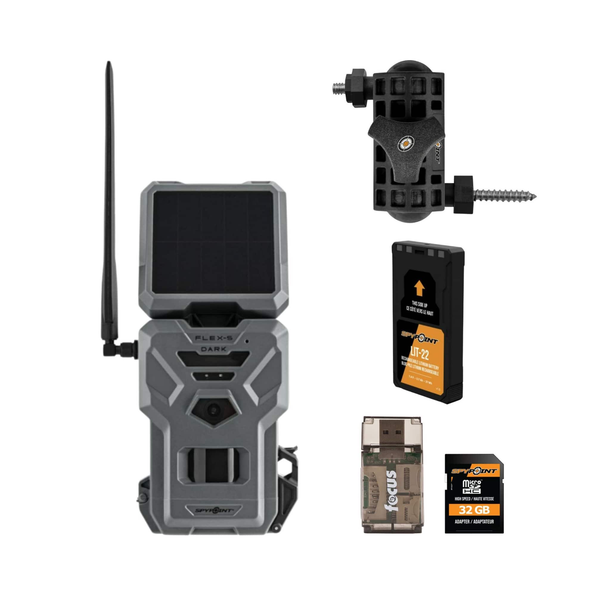 Spypoint - Flex-S-Dark Solar Cellular Trail Camera with Solar Panel & Dual SIM