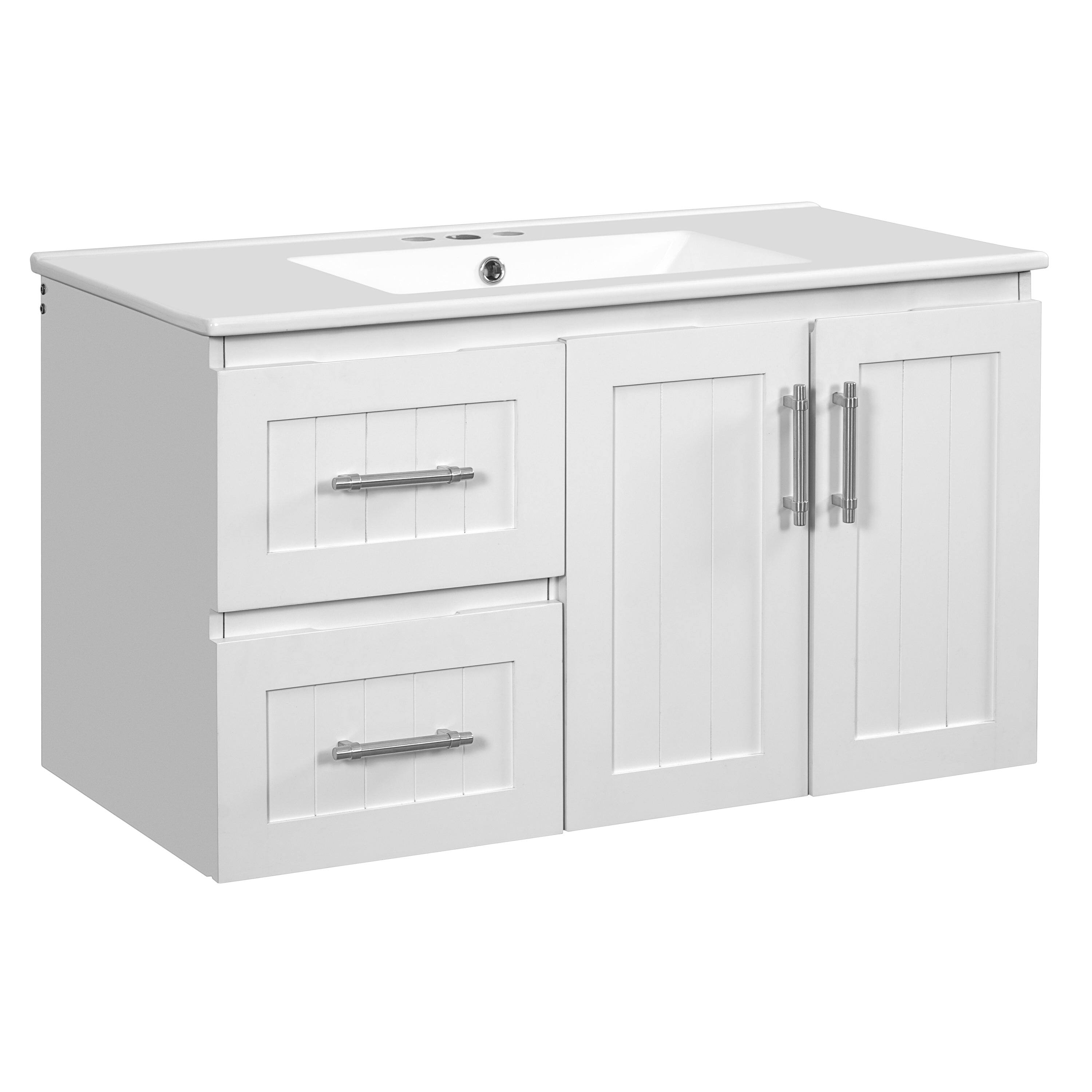 Alt View 10. Boyel Living - 36 Inch Wall Mounted Bathroom Vanity with Ceramic Sink White - White.