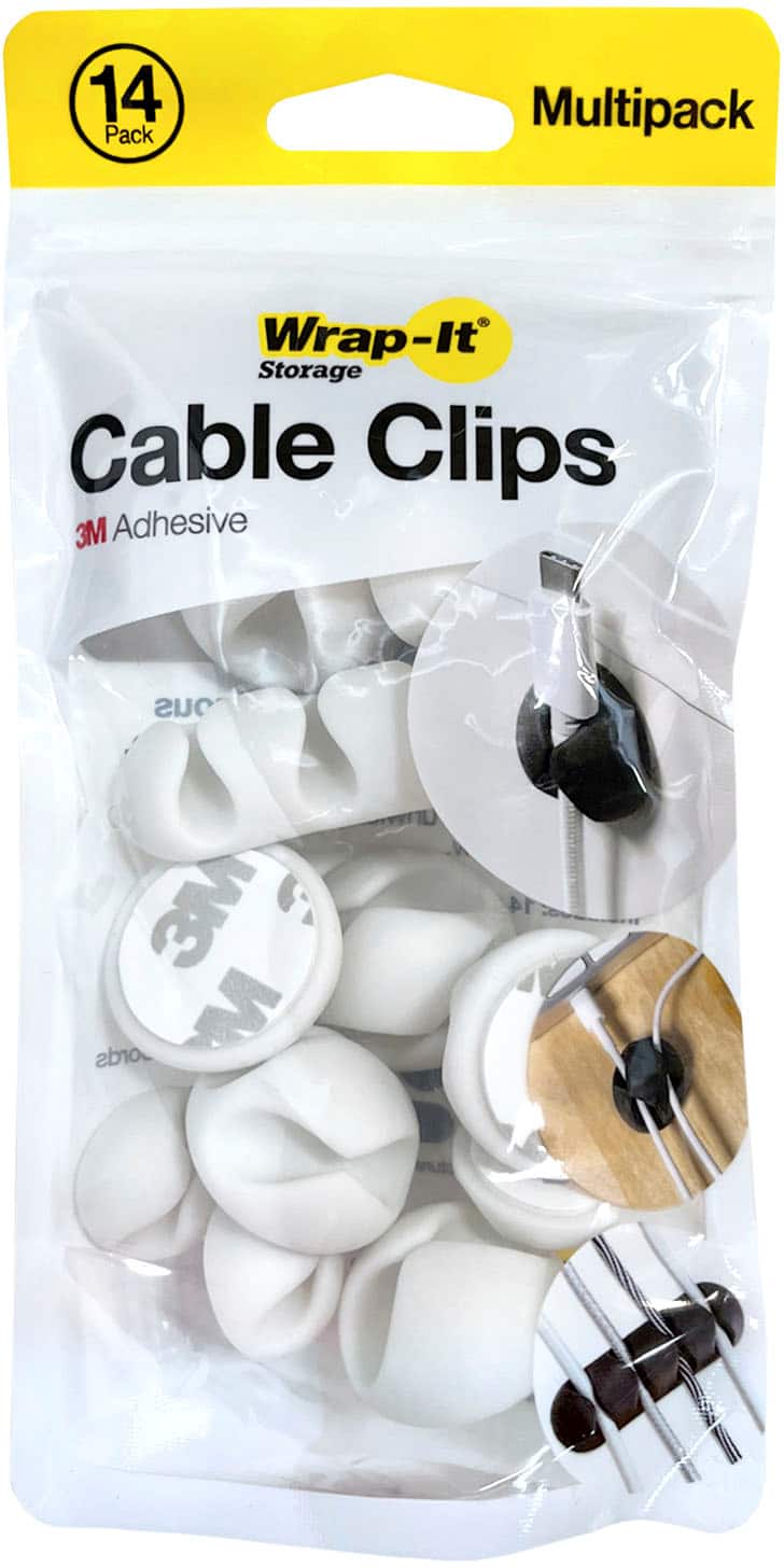 14 Pack Multipack Wrap-It Storage Cable Clips 3M Adhesive 3M 14 Pack