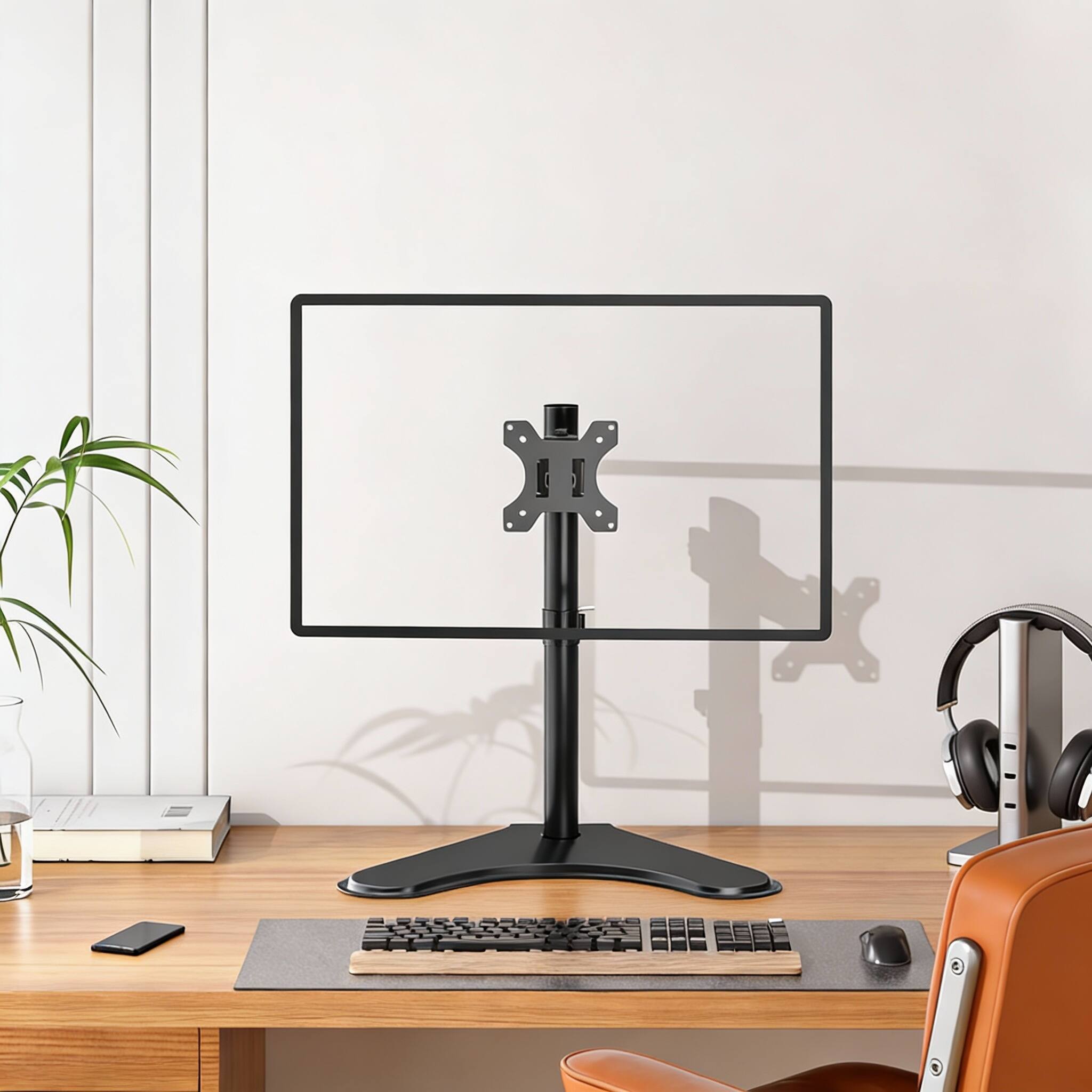 Alt View 2. Frangdom - Single Monitor Stand Freestanding Height - Black-Free Stand Triple 27" 22lbs.